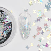 Nail Art Glitter - Holo Silver Butterfly